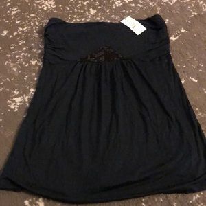 Black tube top with sequin detail